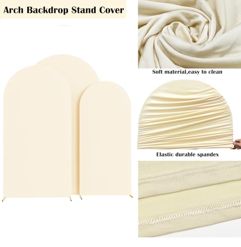 Set 3 Fundas Spandex para Arcos de Fondo Beige 6-7.2 ft miniatura 4