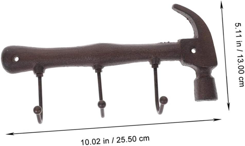 Vintage Cast Iron Wall Coat Hook 2pcs Retro Hammer-Shaped Garment and Hat Hanging Rack for Entryway, Bathroom, and Home Storage with Mounting Screws