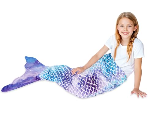 Rediar Mermaid Tail Blanket for Girls Soft Flannel Sleeping Snuggle Kids Wearable Blanket Birthday Christmas Gift Fish Scale Pattern 3-4 4-6 7-8 10-12