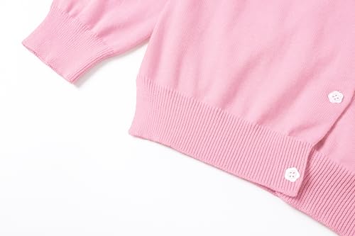 Image of Girls' Cardigan Sweater [Cute Petal Buttons] Cotton Long Sleeve Crewneck Uniform Sweater for 5-14 Years Girls