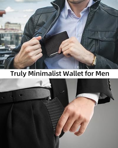 Image of Wallet for Men, Built-in Bluetooth Tracker with Apple Find My (iOS Only), RFID Blocking Bifold Mens Air Tag Wallet with GPS Tracker, Rechargeable Wallets Finder, Gift for Him, Carbon Weave