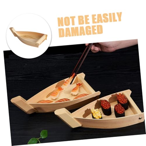 Plato para sushi estilo barco de madera reutilizable miniatura 5