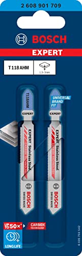 Bosch Professional 3x Lames de scie sauteuse Expert 'Stainless Steel' T 118 AHM (pour Tôles en acier inoxydable, Longueur 83 mm, Accessoire Scie sauteuse)