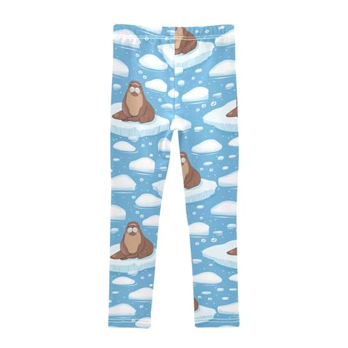 Cute Walrus Ice Girls' Leggings Toddler Doodles Kids Yoga Pants Dance Active Tights 4T2