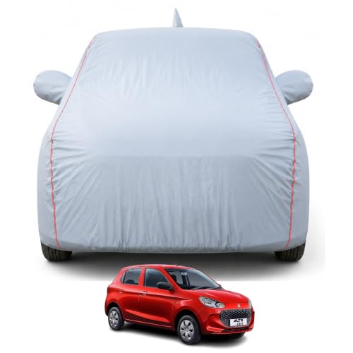 Image of Premium Car Cover for Maruti Suzuki Alto K10 2010-2021 Models | Waterproof, UV & Dust Protection | Mirror & Antenna Pocket | Triple Stitched, Soft Inner Lining, Belt & Buckle (Dark Grey)