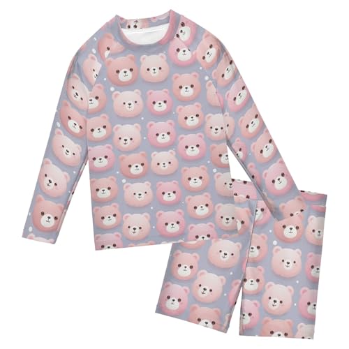 Bear Animal Cute Baby Boys' Toddler Long Sleeved Rashguard Swim Bathing Suit Set B0402746