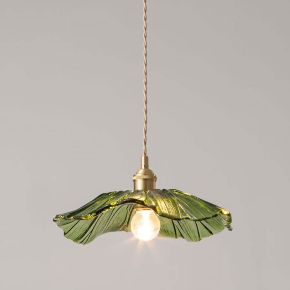 USMJQVZ Glass Pendant Light Fixtures Green Flowers Chandelier Ceiling Light Adjustable Height Hanging Light For Living Room Dining Room Bedroom Kitchen
