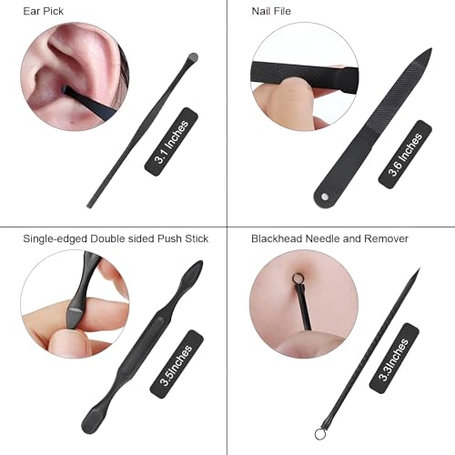 Image of Manicure Set Nail Clipper Kit - Stainless Steel Nail & Pedicure Tools for Men & Women | Professional Grooming Kit for Hand, Foot, Skin & Facial Care in Travel (12 in 1)