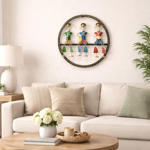 Image of Framing Hub - Handcrafted Metal Wall Art Musician Doll Frame for Home Decor | Traditional Tribal Musical Wall Hanging for Living Room, Office & Hall