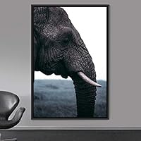 Framed Canvas Wall Art Elephants Animals Dramatic Elephants Farmhouse/Country Living Room Multicolor Photography - 16x24 inches