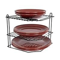 Buckingham 3 Tier Black Corner Plate Rack Kitchen Cupboard Tidy Storage Organiser Dish Rack Space Saving Shelf Organiser 23 cm (Black)