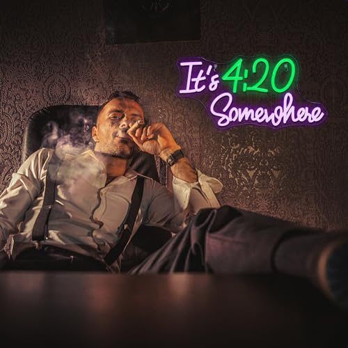 Image of Horseneon 420 Neon Sign - Green Leaf Neon Signs for Wall Decor 420 Decorations Led Signs Neon Bar Signs for Bedroom USB Light Up Sign for Home Bar Wall Man Cave Party Club Restaurant Hotel