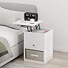 Furinno Jensen Lift Top Comodino, Legno ingegnerizzato, Bianco Solido, 45.01 (D) x 45.01 (W) x 59.51 (H) cm #1