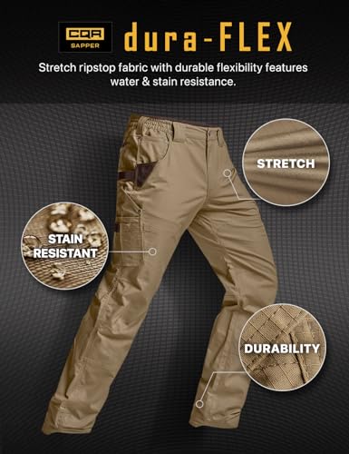 Image of CQR Men's Quick Dry Work Pants, Water Resistant Outdoor Tactical Pants, Lightweight Stretch Cargo Hiking Pants