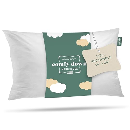 ComfyDown Decorative Throw Pillow Insert, Down and Feather Fill, 100% Cotton Cover, 233 Thread Count - Made in USA (14 X 24)