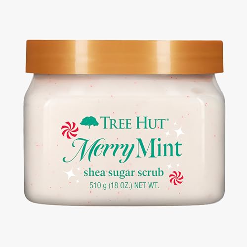 Tree Hut Merry Mint Shea Sugar Scrub, Exfoliating Body Scrub Removes Dead, Dry Skin for a Soft & Hydrated Feel, Nourishing Essential Body Care, 18 fl oz.