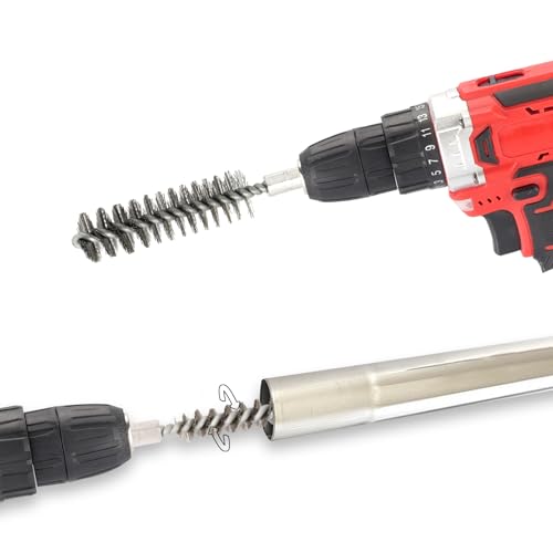 Image of 12pcs Bore Brush for Drill, 1 /4 inch Hex Shank Stainless Steel Twisted Wire Brush for Drill, Bristle Round Wire Brush with Different Sizes, Tube Pipe Cleaner for Rust (Diameter 8,10,12,15,17,19mm)