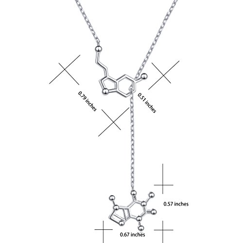 925 Sterling Silver Serotonin Necklace Caffeine Molecule Pendant Necklace Gifts for Science Student Coffee Coffee Lover4