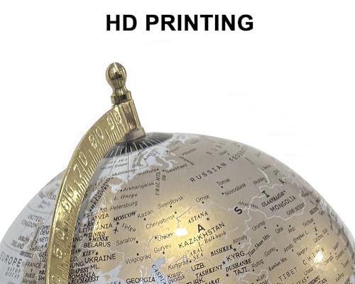 Image of 8 Inch Rotating World Globe with Metal Arc and Wooden Base for Office Table, Geography Learning, Studio or Cafe Decoration, Unique Gifts, Birthday and Anniversary Gift.