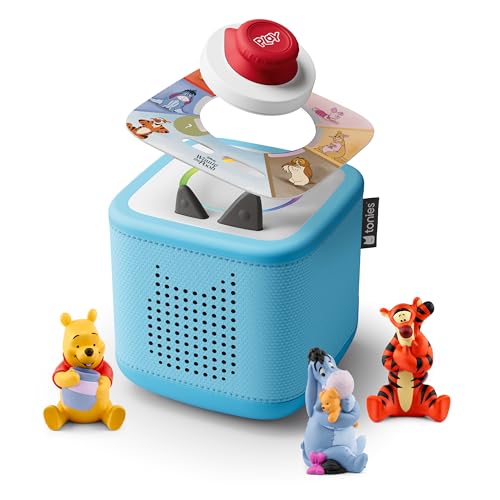 Image of Toniebox 2 Audio Player Bundle for Kids 3+ with Winnie The Pooh, Tigger, Eeyore Figurines and Tonieplay Game & Controller - Sky Blue