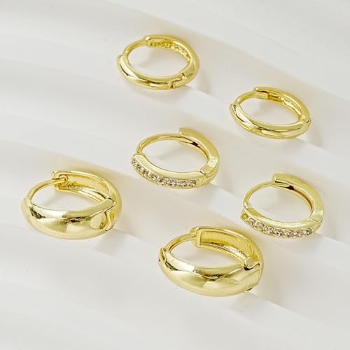مجموعة اقراط حلقية ذهبية صغيرة للنساء من جيه كيه جيه اند زد اكس زد، اقراط دائرية انيقة مرصعة بالزركونيا المكعب، اقراط الكترونية خفيفة الوزن لا تسبب الحساسية للنساء والفتيات، هدايا مجوهرات عصرية، 1