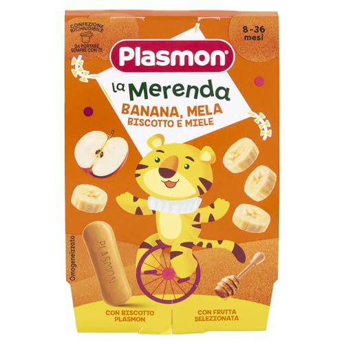 Plasmon Merenda Banana Mela Biscotto e Miele 2x120g (12 Confezioni)