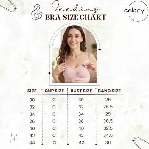 Image of Celary Womens Maternity & Nursing Bras|Feeding Bras for Breastfeeding|Front Open Bra for Women|Seamless Full Coverage Maternity Bra for Pregnancy