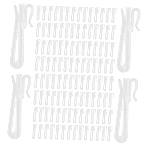 TOYZFRIENDY 100 Piezas Unidades Ganchos Ajustables de Plástico para Cortinas Ganchos Clip Elevables de Resistentes y Fáciles de Instalar para Tipo de Visillos y Cortinas Riel