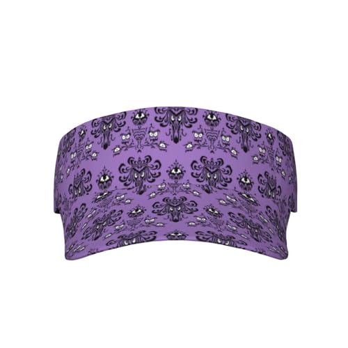 Purple Haunt Mansion Sun Visor Cap for Women Men,Cute Summer Wide Brim Sun Visor Hat Breathable Outdoor Hiking Running Golf