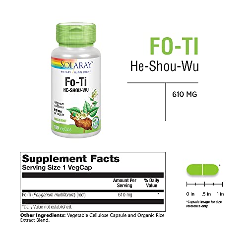 Image of SOLARAY Fo-Ti 610 mg | Healthy Liver, Kidney, Hormone & Longevity Support | Hair, Skin & Nails | Vegan | 100 VegCaps