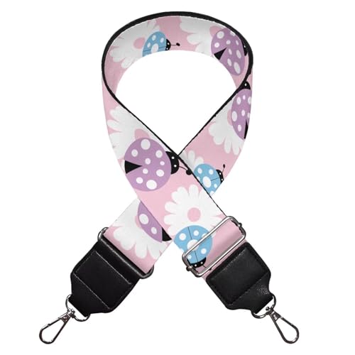 Image of GLENLCWE Ladybug Daisy Wide Shoulder Strap Adjustable Replacement Belt Guitar Style Crossbody Bag Handbag Strap Canvas Straps