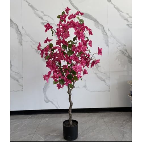 Image of VRB Dec 1 Pcs Artificial Plants with Pot Plants Leaves Tree Tropical Bougainvillea Faux Areca Plants Indoor Real Touch Monstera,Banana Plant for Home /Decor (Artificial Bougainvillea Plant with Pot)