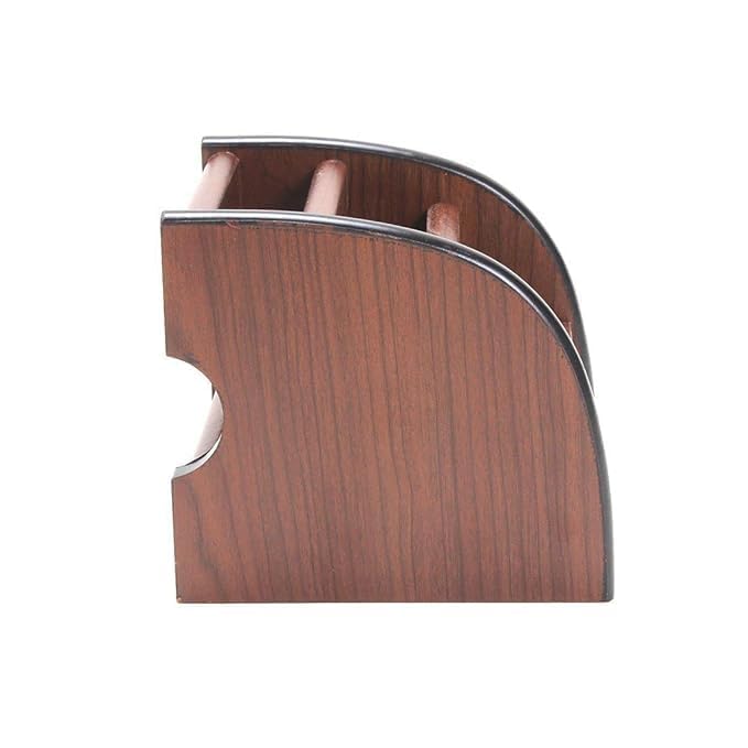 ZINLEY Polished Multi-Functional Wooden Desk Organiser, Pen Stand/Pencil Stand With Drawer, Stationery Stand For Office And Students Use - Mobile Holder For Desk, Brown 3
