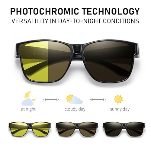 Image of GEGURI Night Vision Glasses, Night Driving Fit Over Glasses Polarized Anti-Glare for Men & Women Yellow Lens, Normal
