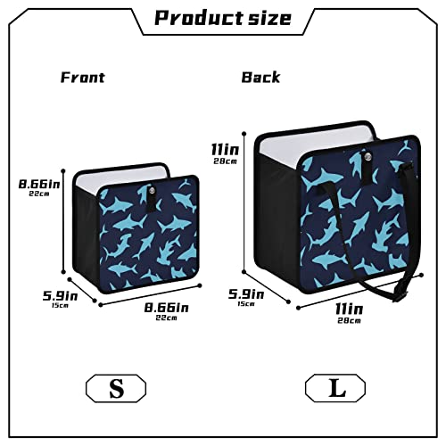 Image of Funny Shark Car Trash Can, Foldable Hanging Car Trash Bag, Animals Dark Blue Small Waterproof Car Accessories Garbage Bin