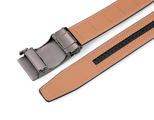 Image of Lingli Men's Belt,Ratchet Dress Belt with Automatic Buckle Brown /Black-Trim to Fit-35mm wide