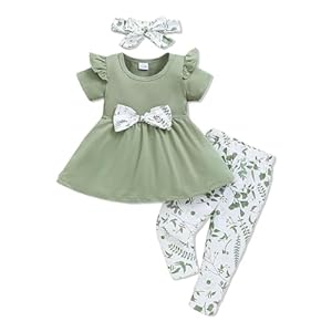 Baby Girl Clothes Toddler Girl Outfits Infant Girl Summer Clothes for Girl Ruffle Shirt Pants+Cute Headband 3PCS