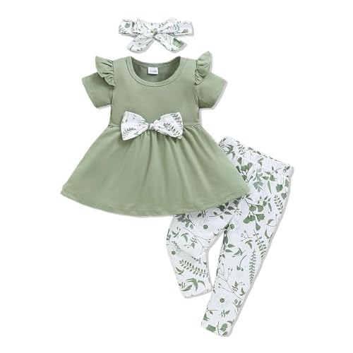 Baby Girl Clothes Toddler Girl Outfits Infant Girl Summer Clothes for Girl Ruffle Shirt Pants+Cute Headband 3PCS