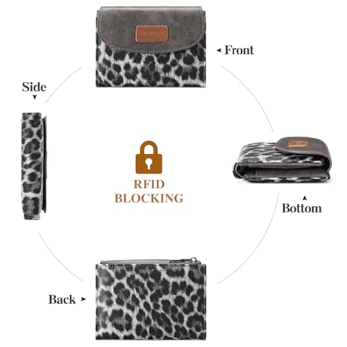 Image of SENDEFN Small Womens Wallet RFID Blocking Double Zipper Pocket Card Holder Purse