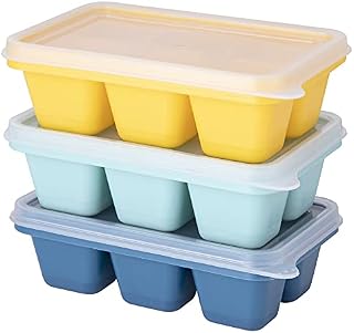 Theuwnee® 3 Packs Mini Ice Cube Tray, Easy-Release Silicone Ice Moulds with Removeable Lids, Perfect for Drinks, Freezer, Baby Food, Whiskey and Cocktail, LFGB Certified and BPA Free