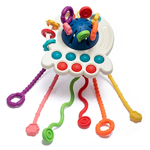 MAMPO Montessori Pull String Toddler Toys for 6-12 Months, Teether Early Educational for Baby, Travel Infant Toys for 1 Year Old