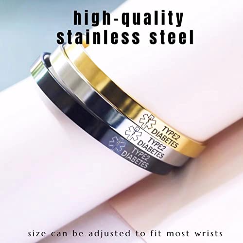 Renyilin 3Pcs Stainless Steel Cuff Medical Alert Id Emergency First Aid Bracelet thumb #4