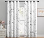 John Aird Blackout Curtains Eyelet Silver Foil Marble Effect On White Thermal Curtain (White, 90" Width x 72" Drop)