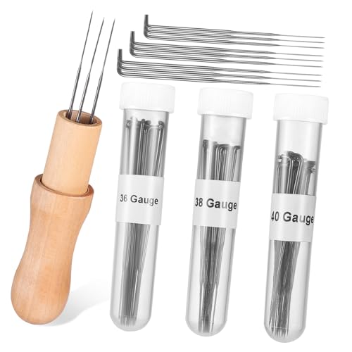 HOMSFOU 12pcs Felting Needles Tool Kit Wooden Handles Wool Felting Set for DIY Decorations Hanging Arts