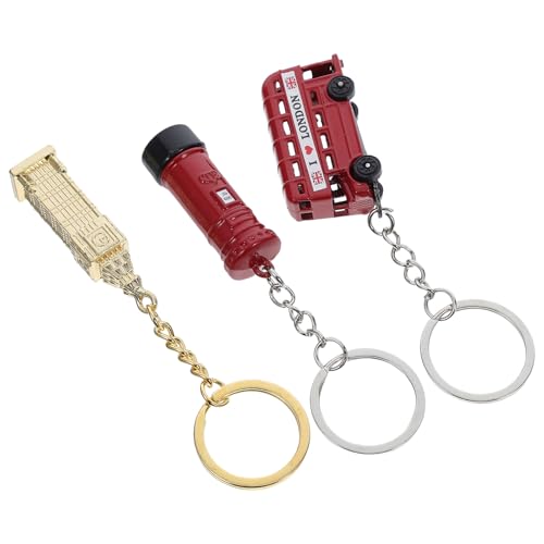 CHILDWEET Llaveros de Londres 3 Piezas Big Ben Dorado, Autobús y Buzón de Aleación de Zinc, Estilo Británico, Recuerdo para Fiesta y Viaje, Adorno de Llavero Clásico para Hombres y Mujeres