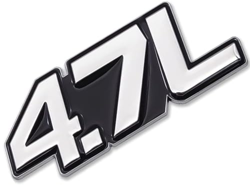 Image of 4.7L Metal Car Emblem Logo, 3D Badge Decal, Silver /Black