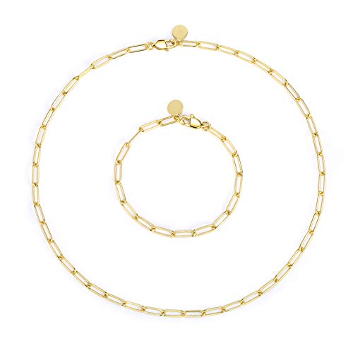 ALEXCRAFT Gliederkette Ankerkette Edelstahl Lange Hammer Flachkette Gold Halskette mit Verstellbarem Hakenverschluss für DIY Schmuckherstellung