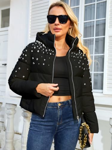 Puffer Jacket Womens Thickened Down Jacket with Diamonds Lightweight Winter Coats for Women3