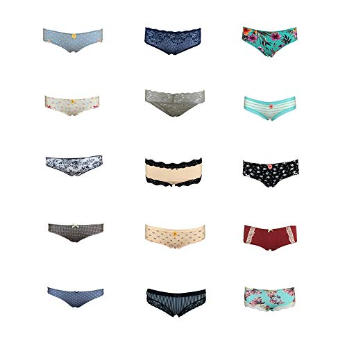 Dircho Women Underwear Variety Of Panties Pack Lacy Thongs G-Strings Cotton Briefs Hipsters Bikinis Undies (10 Pcs, Medium) #TOP4