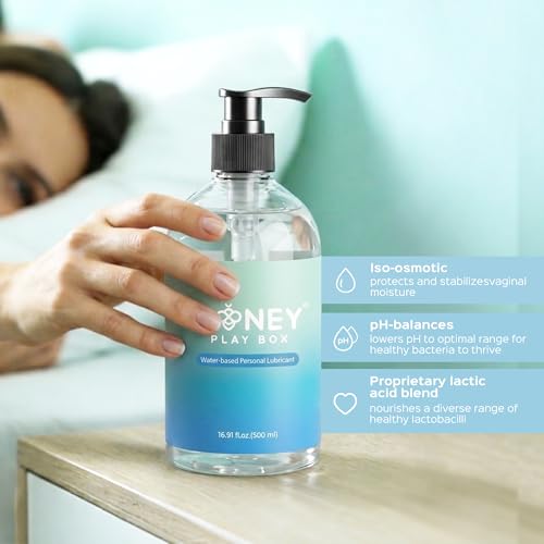 Image of HoneyPlayBox Water Based Lube Personal Lubricant for Men, Women & Couples, Anal Lube, Non-Sticky, Easy-to-Clean, Toy & Condom Compatible, 16.91 Fl Oz